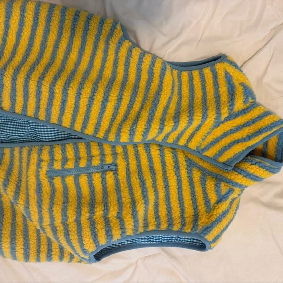 Striped Yellow and Blue Fleece Vest - Picture 7 of 10